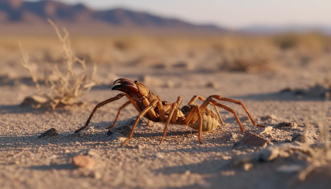 Camel spider in natural desert environment displaying typical size and coloration